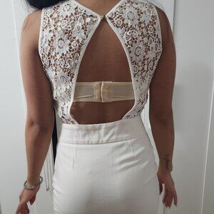 Zara Cream Lace Open Back Mini Dress Size S